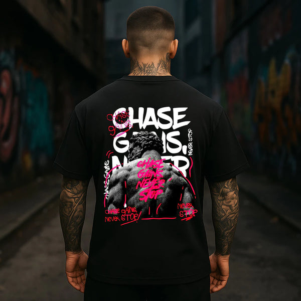 Camiseta Oversized Aceleratto Chase Gains Never Stop
